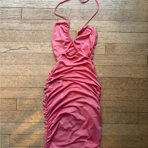 Salmon Pink Halter Dress